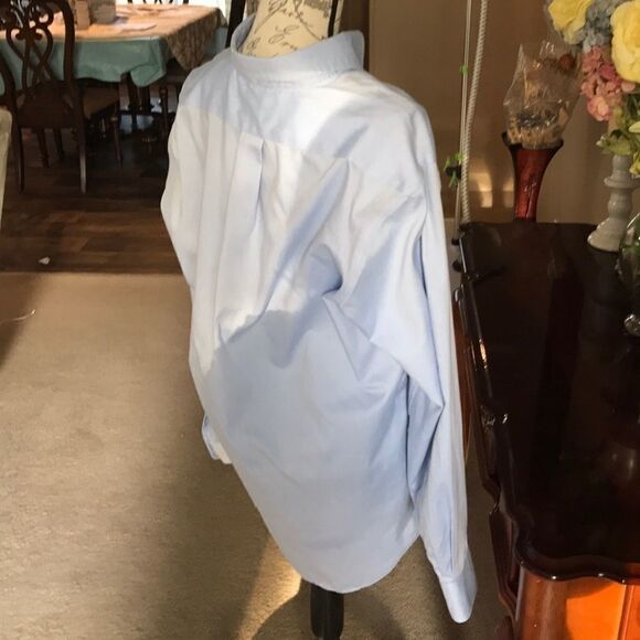 Chaps Mens Dress Shirt Extra Large Blue - Picture 9 of 9